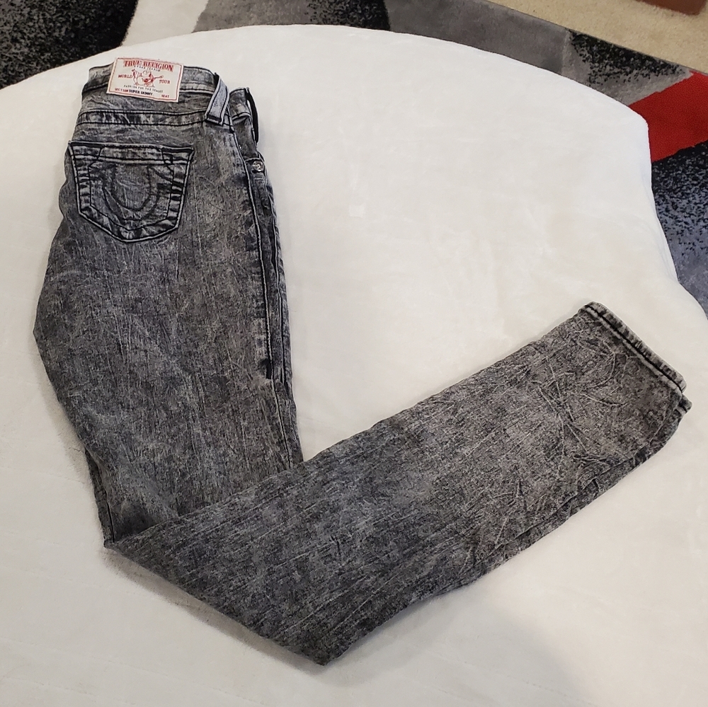True Religion Women's Super Skinny Jeans, Black Washed, Size 26